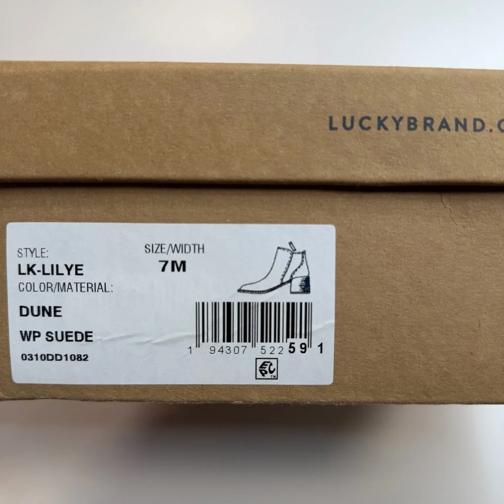Lucky Brand Lilye suede bootie- size 7-  great condition - original box